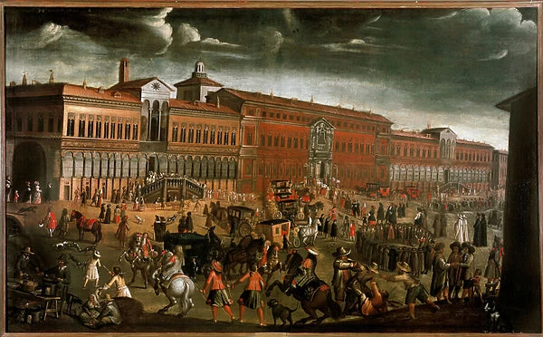 View of the Ospedale Maggiore (Grand Hospital) on the day of the Fete of Forgiveness in Milan. c. 1670-1780 (painting)