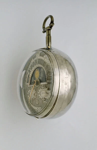 Side view of a pair-cased verge watch, c. 1685 (silver)
