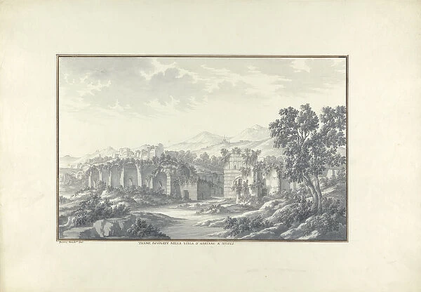 View of the Ruined Baths at Hadrians Villa at Tivoli, c. 1750 (litho)
