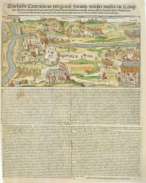 View of the Siege of Polotsk by Stephen Bathory (1533-86) in 1579 (engraving)