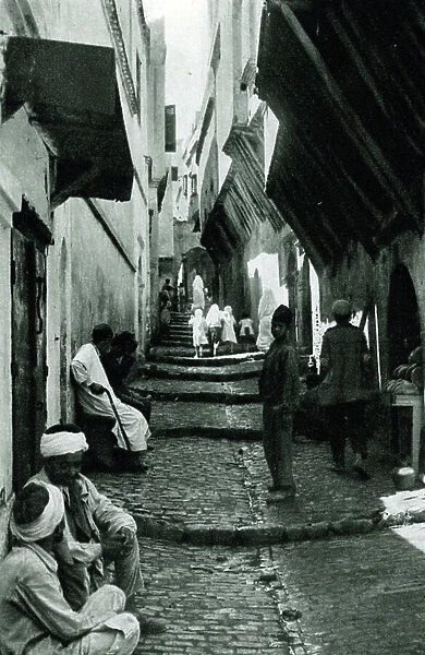 View of a street of the Kasbah in Algiers, Algeria Postcard ca. 1905