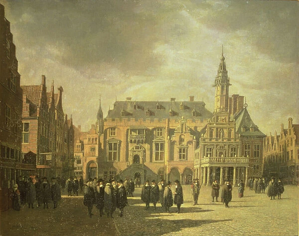 View of the Town Hall in the Market Square of Haarlem, 1671 (oil painting)