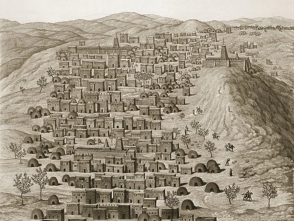View of part of the town of Timbuktu from a hill, illustration from Journal d
