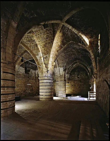 View of an underground room of the town of Saint-Jean-d'Acre (Akko or Saint Jean d'Acre) built at the time of the occupation of the Croises. It was the headquarters of the Order of Hospitallers (the knights of Saint John) in the 13th century. Israel