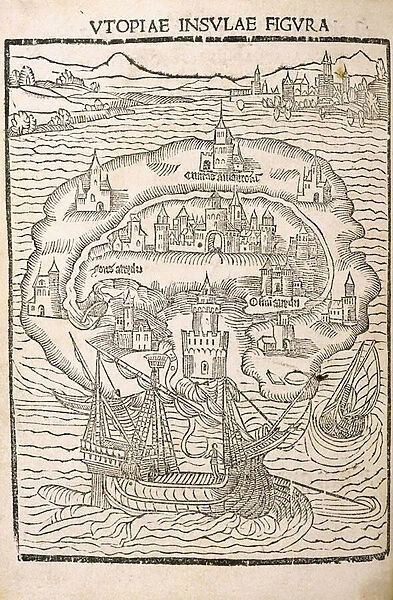 View of Utopia, 1516 (woodcut)
