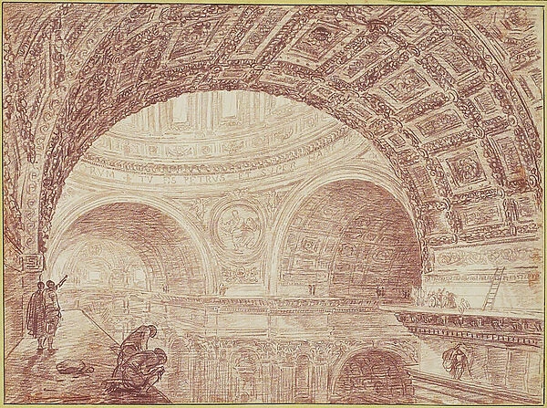 View of the Vaulting of St. Peters Taken from an Upper Cornice, c. 1763 (red chalk on laid paper)
