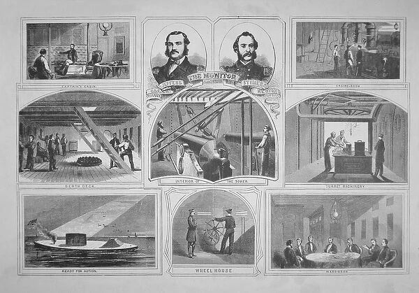 Views of the Federal ironclad Monitor, 1862 (litho)