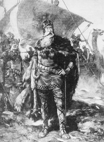 Viking Warrior (litho) (b  /  w photo)