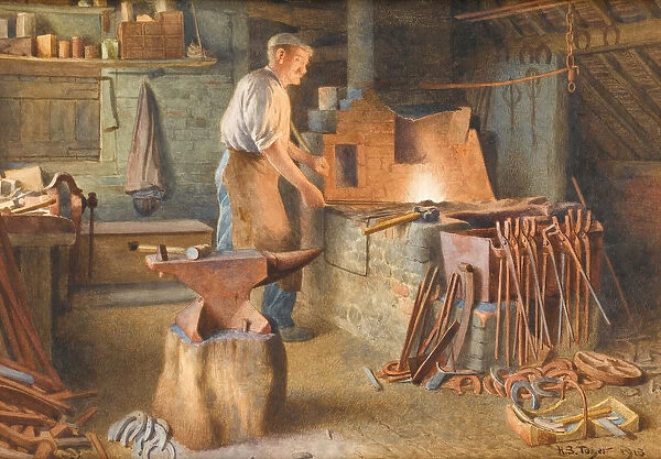 The Village Blacksmith, 1918 (w  /  c on paper)
