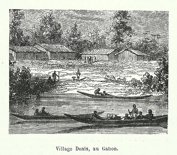 Village Denis, au Gabon (engraving)
