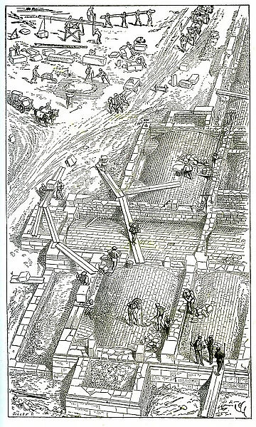 Viollet-Le-Duc shows the start of construction, 1873 (illustration)