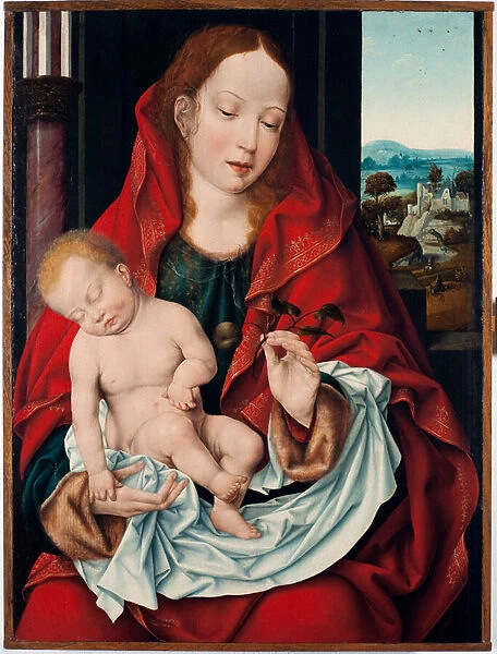Virgin and Child Painting by Joos Van Cleve the young (ca. 1485-1540) 1518-1522 Sun
