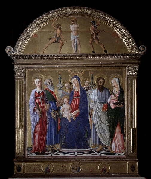 Virgin with child and st Bartholomew, St Catherine, St Lucy and St Matthew - Altarpiece