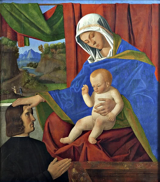 The Virgin with the Christ Child and a donor (oil on panel)