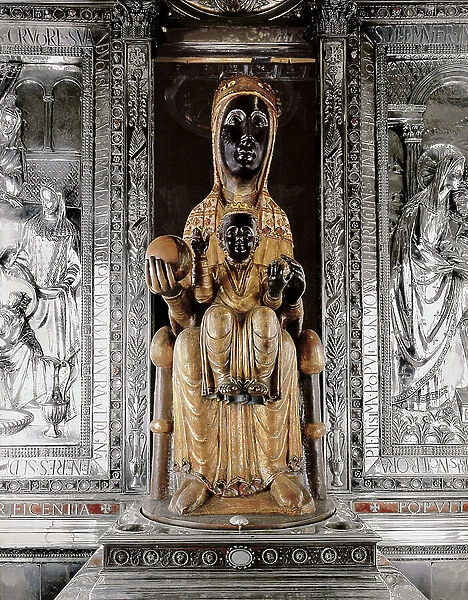The Virgin of Montserrat or Black Virgin or 'Moreneta', 12th century (polychrome sculpture in wood)