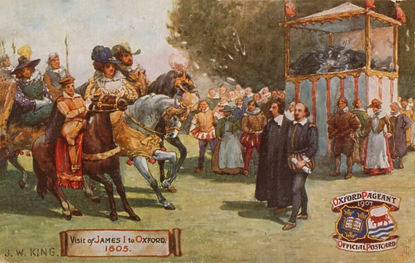 Visit of James I to Oxford, 1605 (colour litho)