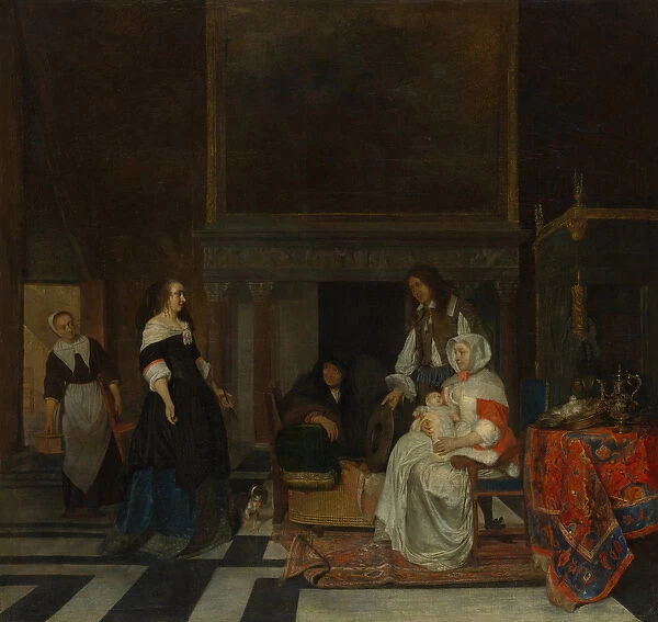 The Visit to the Nursery, 1661 (oil on canvas)