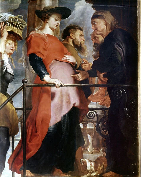 The Visitation. Part of the triptych of the Descent of the Cross by Peter Paul (Pierre-Paul) Rubens (or Peter Paul or Petrus Paulus) (1577-1640). 1610. Cathedrale Notre Dame d'Antwerp