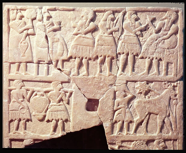 Votive plaque depicting an offering scene, from Diyala, Early Dynastic Period