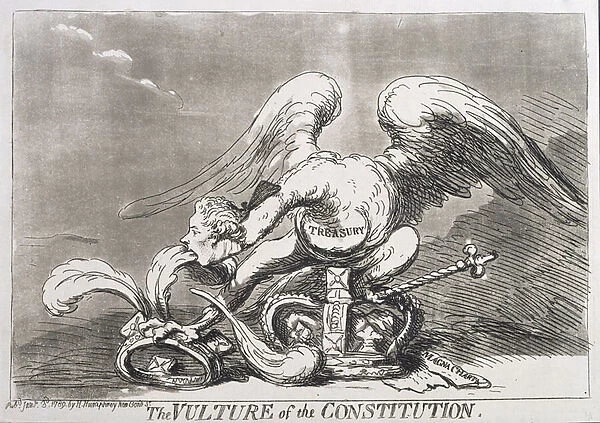 The Vulture of the Constitution, published by Hannah Humphrey in 1789 (etching)