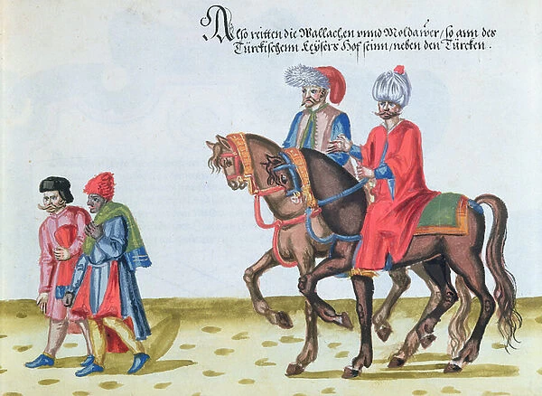 Wallachian and Moldavian noblemen, late sixteenth century (gouache on paper)
