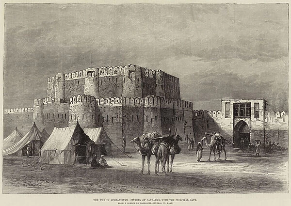 The War in Afghanistan, Citadel of Candahar, with the Principal Gate (engraving)