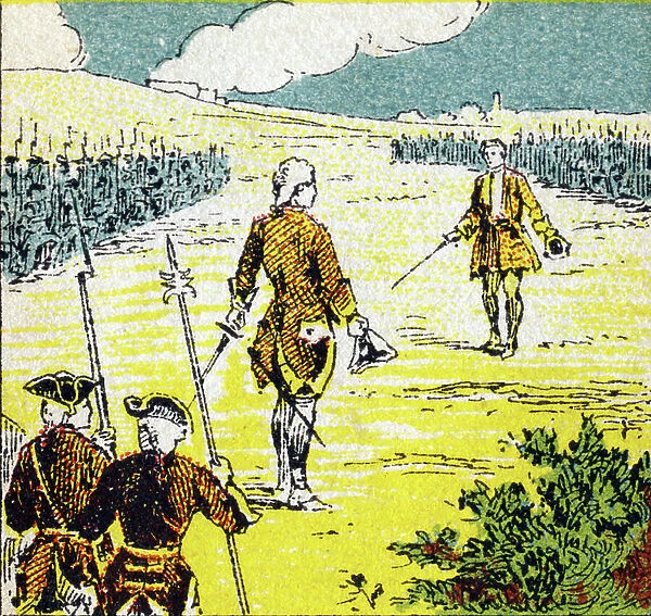 War of the Austrian Succession (1740-1748): Battle of Fontenoy on 11 May 1745. Charles Hay invited the French to shoot first and the Count of Auteroche, lieutenant of the grenadiers, returned the invitation to him (Gentlemen English, shoot first!)