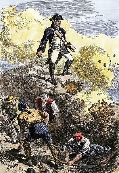 War of Independence or American Revolution (1775-1783): the defense of Bunker Hill by the Minutemen (militia of the thirteen colonies) the battle of Bunker Hill near Boston, Massachusetts, 17 June 1775