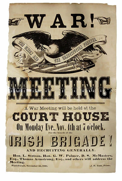 War Meeting Poster for benefit of the Irish Brigade