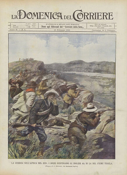 The War In South Africa, The Boers Reject The British Beyond The Tugela River (Colour Litho)