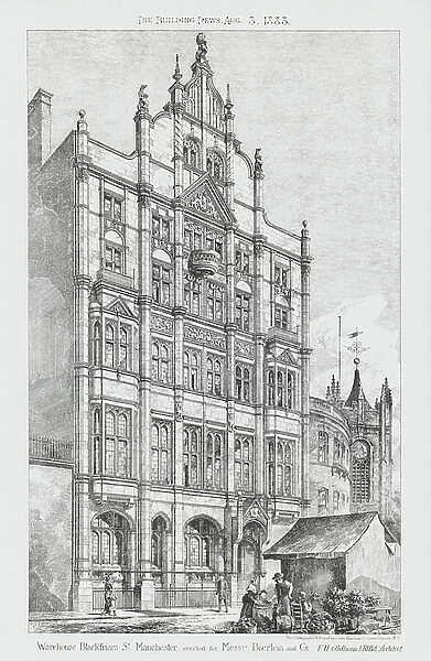 Warehouse Blackfriars St Manchester erected for Messrs Baerlein and Co (engraving)