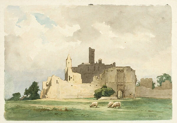 Warkworth Castle (pencil & w  /  c on paper)