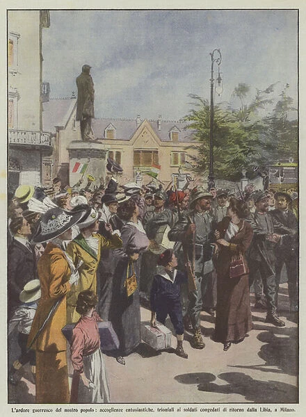The warlike ardor of our people, enthusiastic, triumphant receptions to the dismissed soldiers... (colour litho)