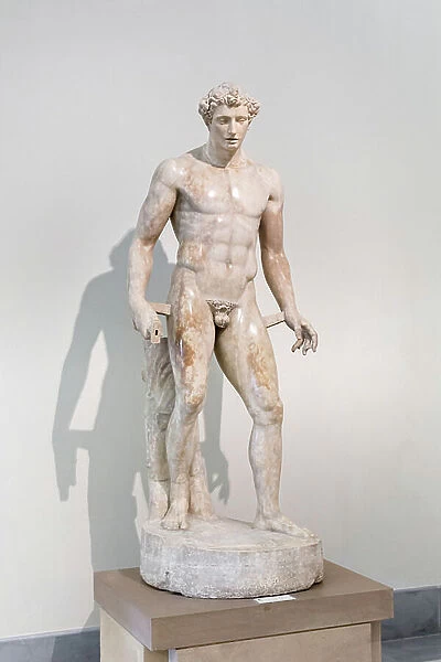 Warrior, the so called Vulneratus deficiens, also known as the Farnese gladiator, roman copy of 190--199 AD, after a Greek original of the 5th century BC (marble)