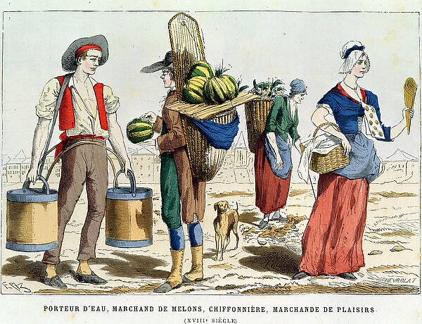 Water Carrier; Melon Seller, Rag-and-Bone Woman and Confectionery Seller in