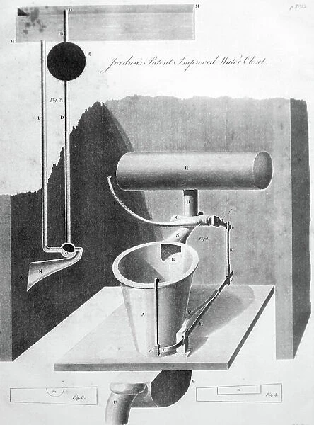 A water closet by Jennings of Lambeth, with hinged seat removed, 1850