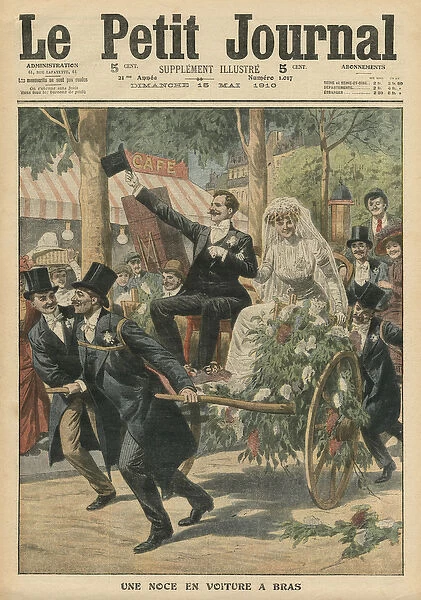 A wedding on a handcart, illustration from Le Petit Journal