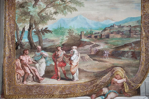 Weeping Bacchus and Ariadn, 1650-52 (wall tempera painting)