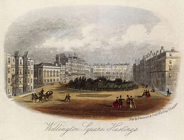 Wellington Square in Hastings (coloured engraving)