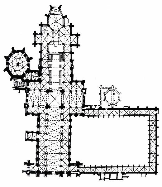 Wells Cathedral Floor Plan, England (print)