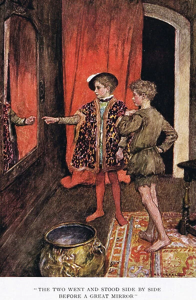 The two went and stood side by side before a great mirror, 1923 (colour litho)