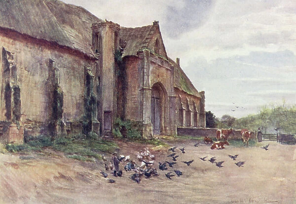Wessex: A Tithe-Barn, Abbotsbury, near Weymouth (colour litho)