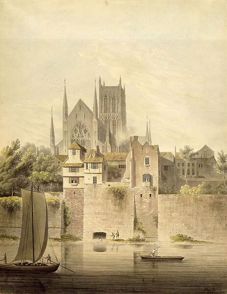West View of Worcester Cathedral, 1798 (w  /  c on paper)