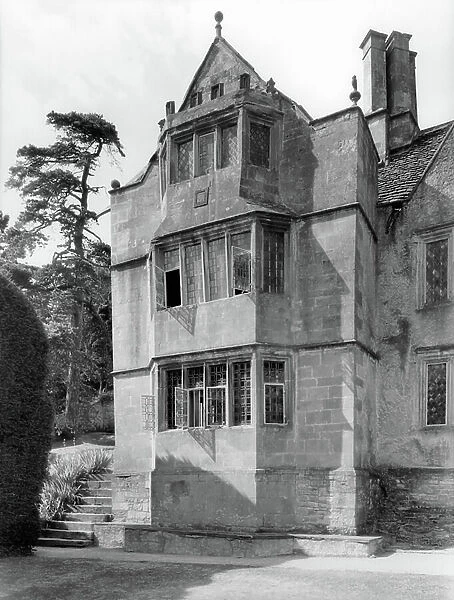 The west wing, Owlpen Manor, from Country Houses of the Cotswolds (b / w photo)