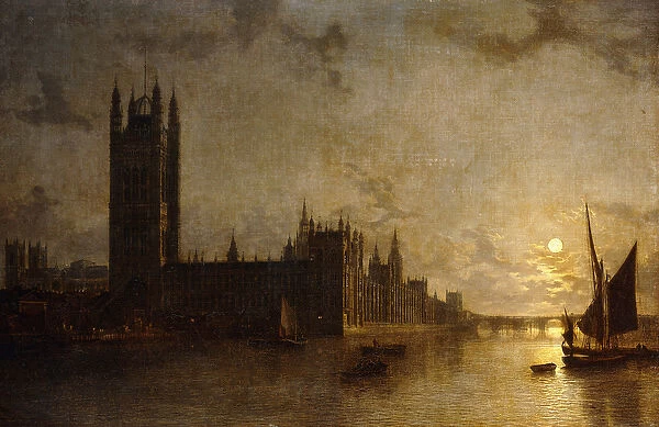 Westminster Abbey, The Houses of Parliament with the Construction of Westminster Bridge