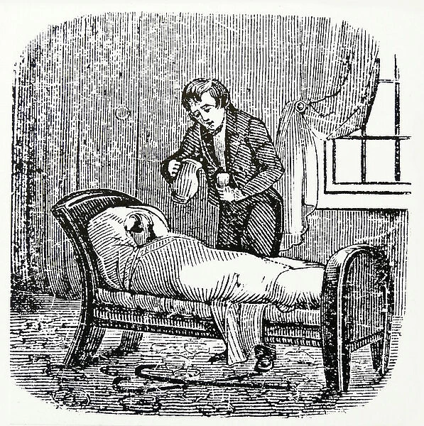 Wet Pack: Patient wrapped in cold, wet sheet for up to 60 minutes, patient then took a cold plunge. Used for many conditions from constipation to rheumatism. From 'The Hydropathic Encyclopedia', New York, 1874. 1874