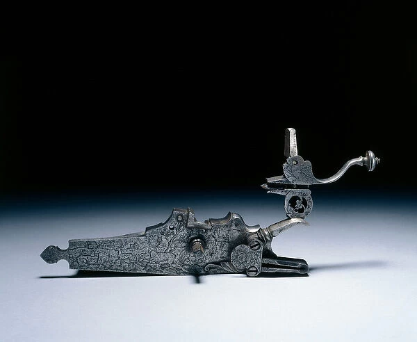 Wheel-Lock from a Hunting Rifle, early 1700s (steel, engraved)