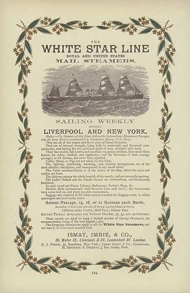 The White Star Line, Royal and United States Mail Steamers (engraving)