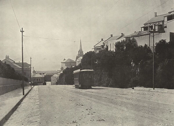 Whites Road, with Electric Trams (b  /  w photo)