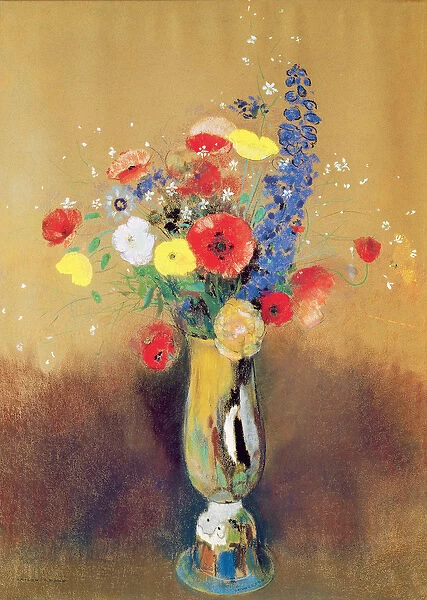 Wild flowers in a Long-necked Vase, c. 1912 (pastel on paper)